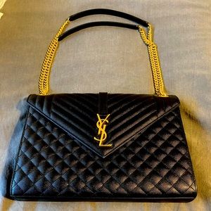 Large YSL Envelope/ Matelasse Grain- Embossed Leather